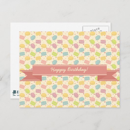 Macaron Love with Ribbon Briefkaart (Voorkant / Achterkant)