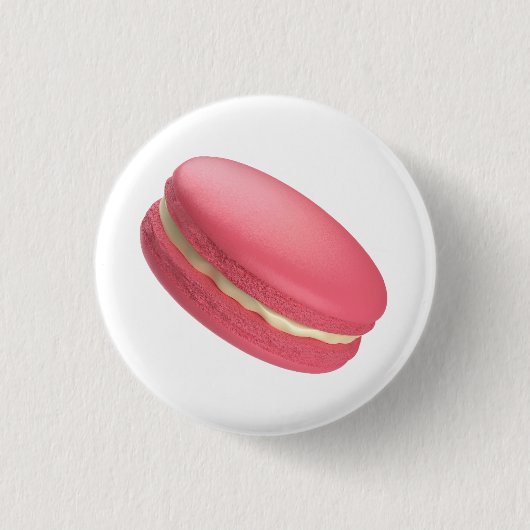Macaron met aardbeiensmaak ronde button 3,2 cm (Voorkant)