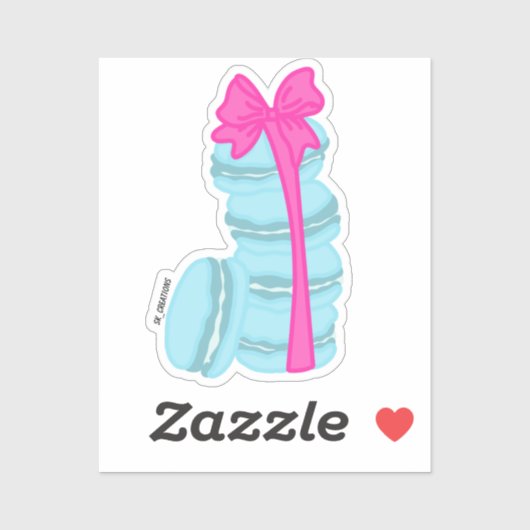 Macaron stack met een roze boog sticker (Vel)