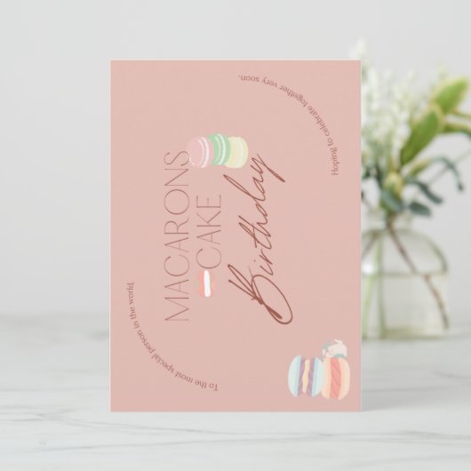 macaron stack verjaardagsuitnodiging kaart (Staand voorkant)