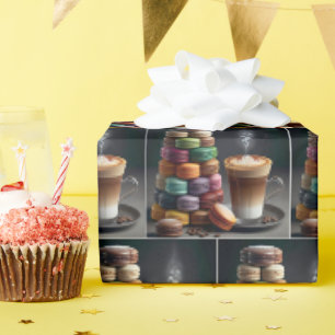 Macaron stapel met latte cadeaupapier