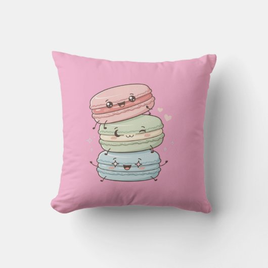 Macaron Sucreries Kawaii Coussin Oreiller (Recto)