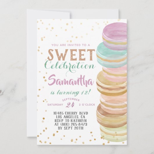 Macaron Sweet Celebration Birthday Kaart (Voorkant)