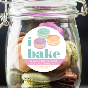 Macaron Turquoise Paarse Oranje banketbakker Ronde Sticker