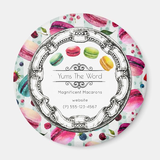 Macaronen in een cirkel | Frans banketbakkerswerk  Magneet (Voorkant)