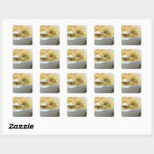 Macaroni-kaas in een bakschaal met hout vierkante sticker (Vel)
