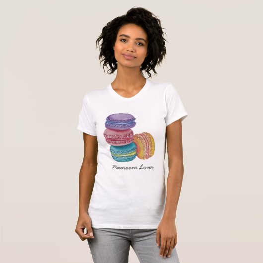 Macarons Arc-En-Ciel Dans T-Shirt Aquarelle (Devant entier)