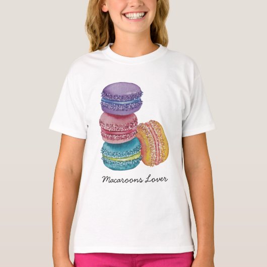 Macarons Arc-En-Ciel Dans T-Shirt Aquarelle (Devant)