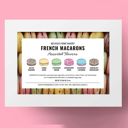 Macarons Arômes Assortis Étiquette Avec Couleurs P