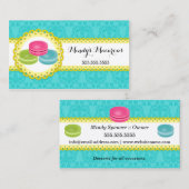 Macarons Bakery Damask Scalloped Border Visitekaartje (Voorkant / Achterkant)