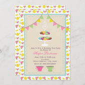 Macarons Birthday Tea Party Invitation Kaart (Voorkant / Achterkant)