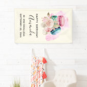 Macarons colorés Aquarelle joyeuse bannière d'anni (En situation)