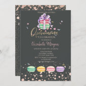 Macarons Confetti Stippen Quinceañera Kaart (Voorkant / Achterkant)