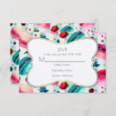 Macarons en een decoratief Lijst RSVP (Voorkant / Achterkant)