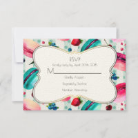 Macarons en een decoratief Lijst RSVP