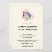 Macarons en Flowers Waterverf Wedding Kaart (Voorkant / Achterkant)