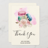 Macarons et fleurs colorés Merci d'aquarelle (Devant / Derrière)