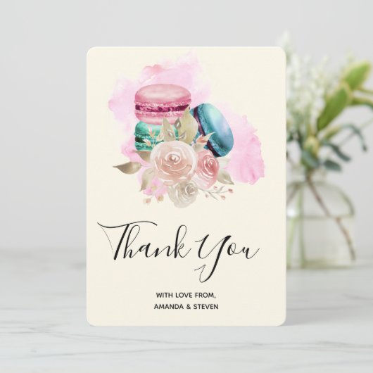 Macarons et fleurs colorés Merci d'aquarelle (Debout devant)