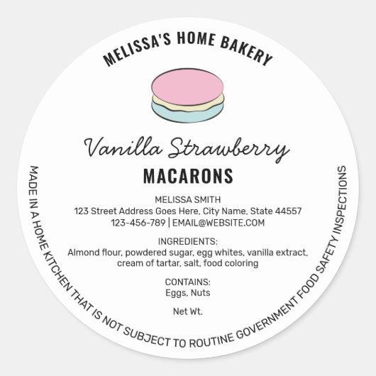Macarons Étiquette de la loi de chalet avec ingréd (Devant)