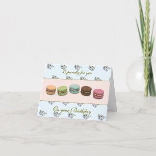Macarons & Flowers Elegante Verjaardag Kaart