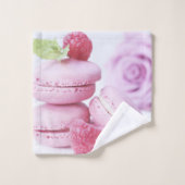Macarons framboises roses Pâtisserie française Pho (Gant de toilette)