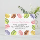 Macarons français | Invitation de fête d'anniversa (Debout devant)