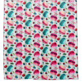 Macarons Frans deeg met bessen en pooldijen Douchegordijn (Voorkant)