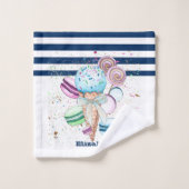 Macarons Glace Navy Bleu Rayé Blanc (Gant de toilette)