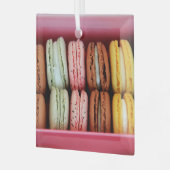 Macarons in verschillende kleuren glas ornament (Voorkant links)