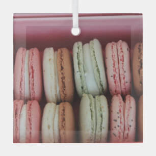 Macarons in verschillende kleuren glas ornament