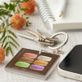 Macarons, meerkleurige pastels sleutelhanger (Voorkant Rechts)