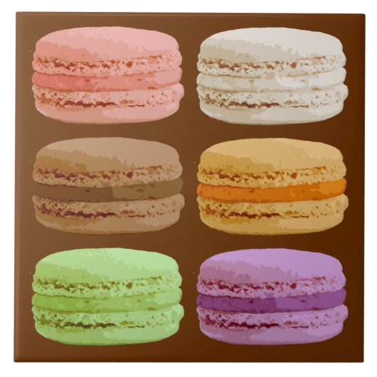 Macarons, meerkleurige pastels tegeltje (Voorkant)