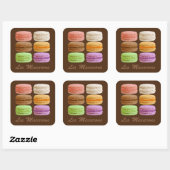 Macarons, meerkleurige pastels vierkante sticker (Vel)