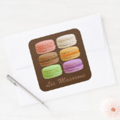 Macarons, meerkleurige pastels vierkante sticker (Envelop)
