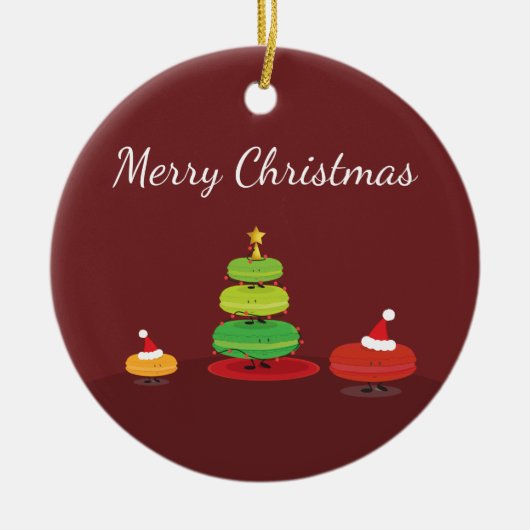 Macarons Merry Kerstmis Keramisch Ornament (Voorkant)