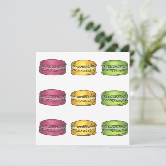 Macarons multicolores Macaron Cookie Invitation (Debout devant)