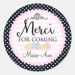 Macarons partij dank u Merci 2inch cirkel Ronde Sticker