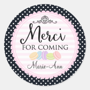 Macarons partij dank u Merci 2inch cirkel Ronde Sticker