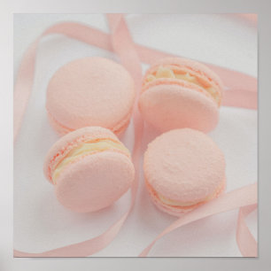 Macarons roses sucrés affiche de cuisine Macaron