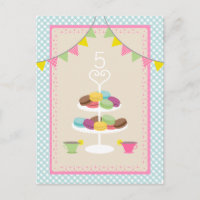 Macarons + Tea Party Briefkaart Uitnodigen