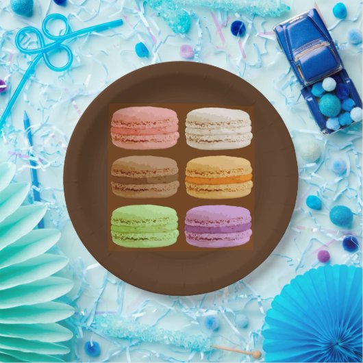 Macarons uit Frankrijk, meerkleurige pastels keram Papieren Bordje (Feest)