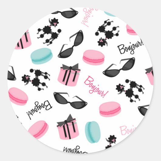 Macarons Zonnebril & Poodle Envelop Seal Sticker (Voorkant)