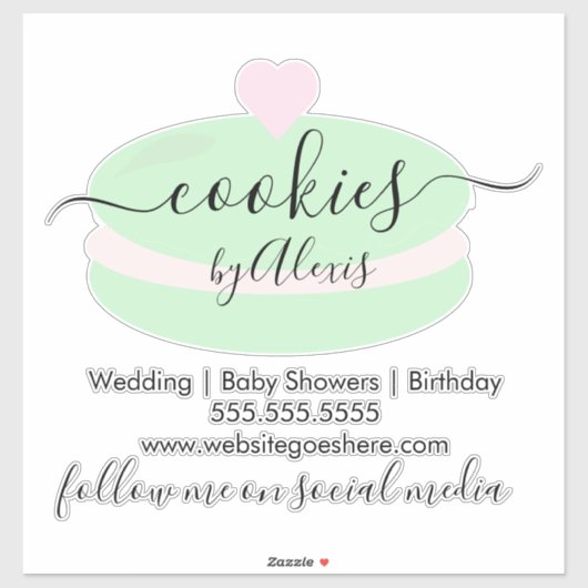 Macaroon Cookies Logo Bakery Business Sticker (Vel)