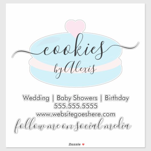 Macaroon Cookies Logo Bakery Business Sticker (Vel)