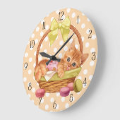 Macaroon en cupcake kitten grote klok (Hoek)