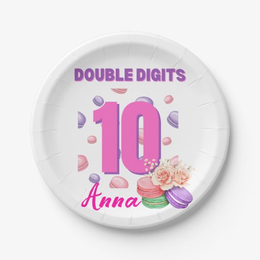 Macaroon Teenager Birthday Girl met twee cijfers Papieren Bordje (Voorkant)
