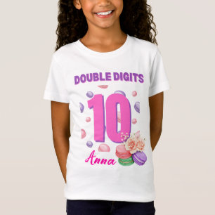 Macaroon Teenager Birthday Girl met twee cijfers T-shirt