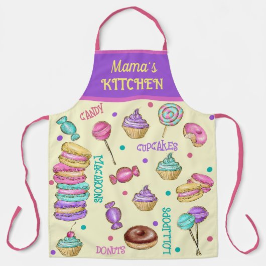 Macaroons Cupcakes Lollipops en Donuts Schort (Voorkant)