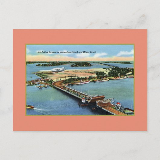 MacArthur Causeway Miami en Miami Beach Briefkaart (Voorkant)