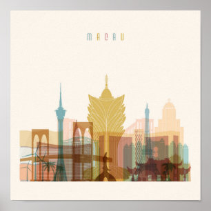 Macau, China City Skyline Poster